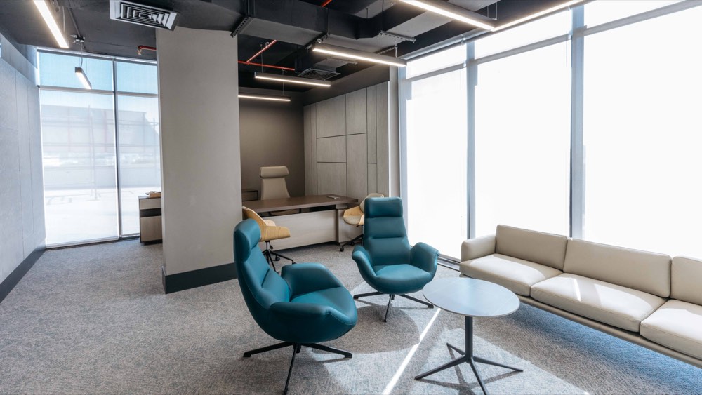 Executive office with breakout seating