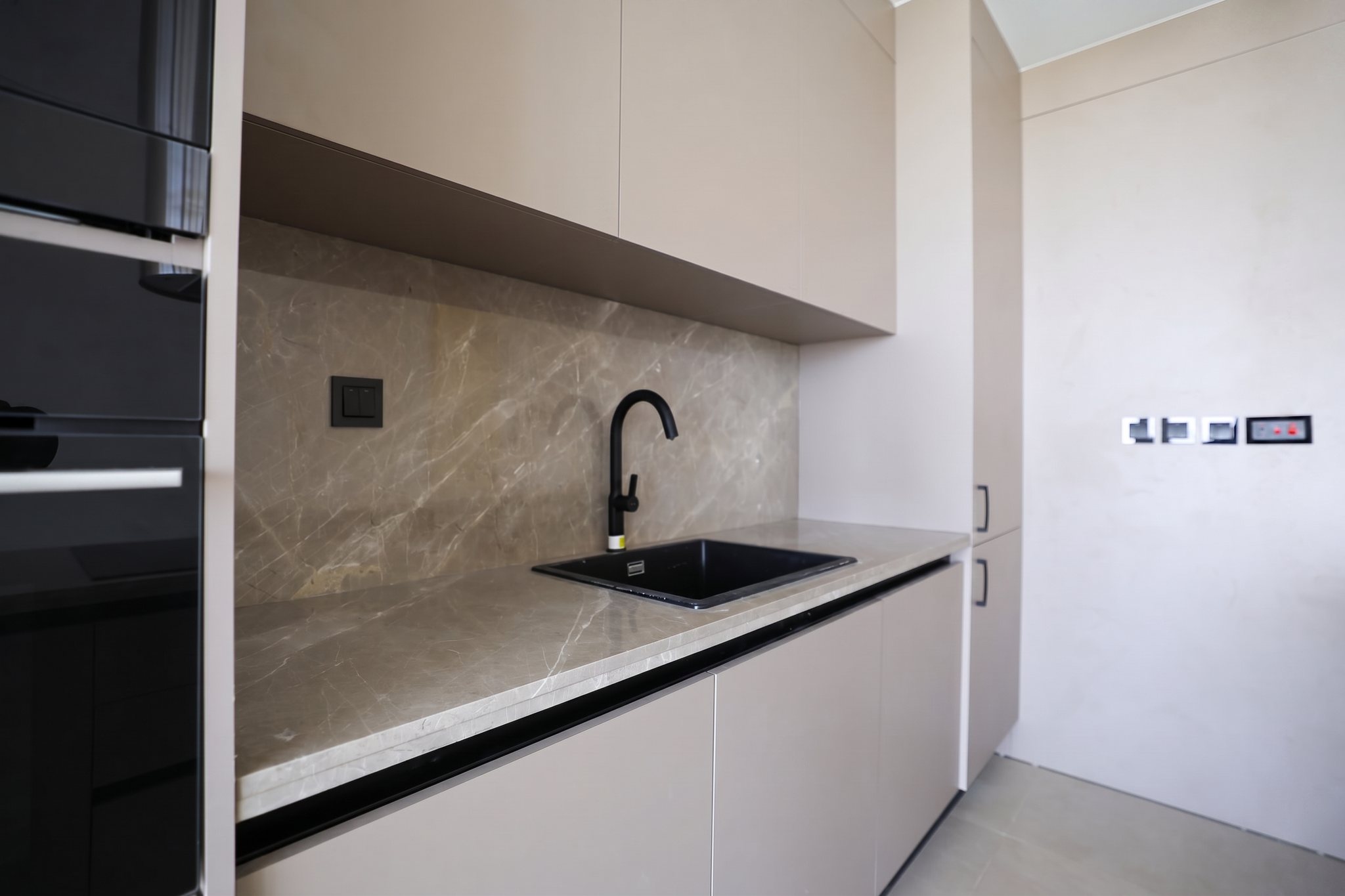 Prep pantry, stone splashback